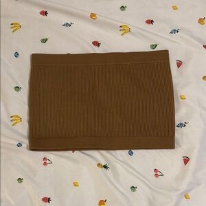 Brown Ribbed Women's Tube Top